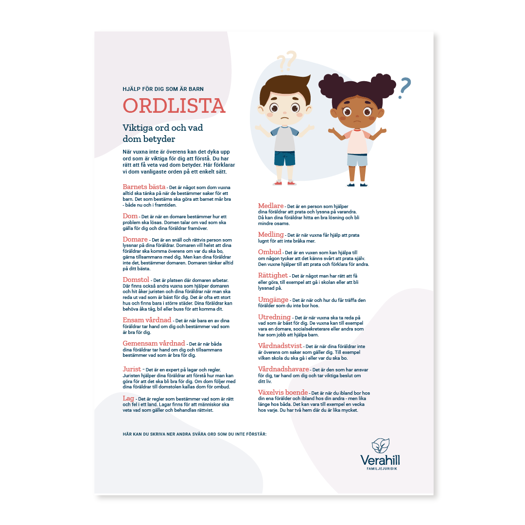 Ordlista för barn och unga om juridik och rättigheter