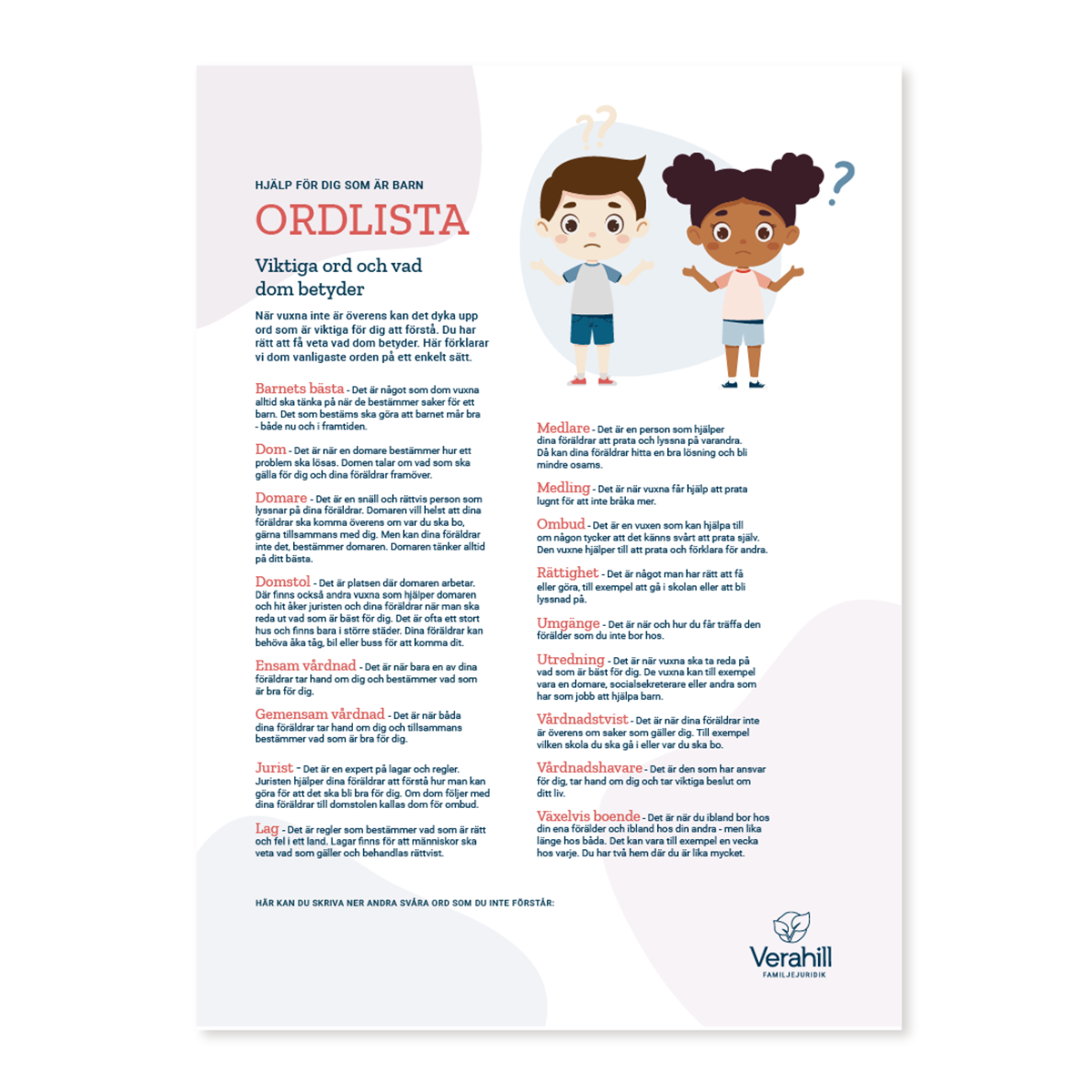 Ordlista för barn och unga om juridik och rättigheter